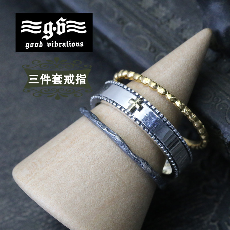GoodVibrations潮品 正品925纯银个性潮流三件套复古女款戒指