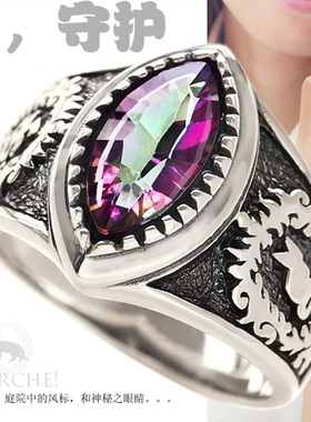 Good Vibrations潮品 爱之守护猫眼纯银戒指复古个性泰银男女款