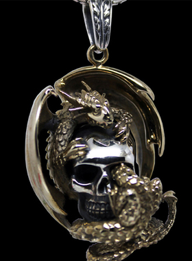 金色骷髅项链朋克风吊坠