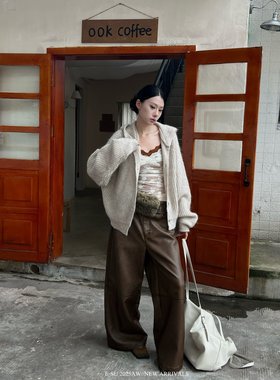 Esu 原创设计2025秋冬新款连帽毛衣 羊毛+马海毛大版外套针织衫女