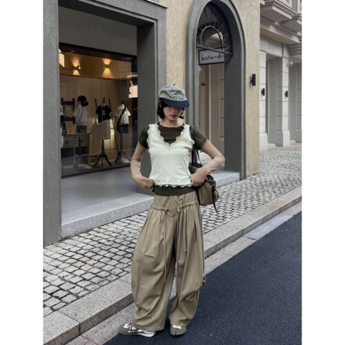 Esu2026秋冬休闲阔腿裤女长裤