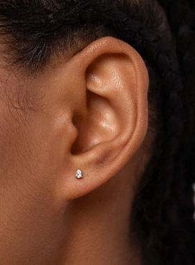 超级迷你” s925纯银养耳洞mini极简水滴马眼锆石小巧精致耳钉