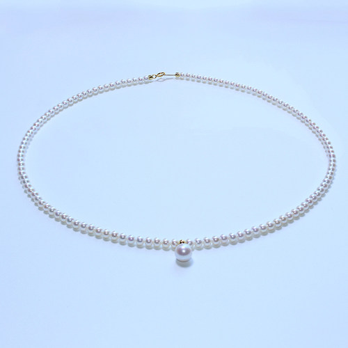 天然淡水小米珠珍珠项链18K黄金叠戴迷你Baby珠颈链轻奢锁骨正品