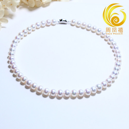天然淡水珍珠项链国产串珠圆润