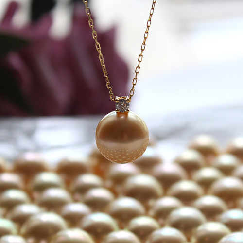 18K南洋金珠吊坠珍珠极强光正圆