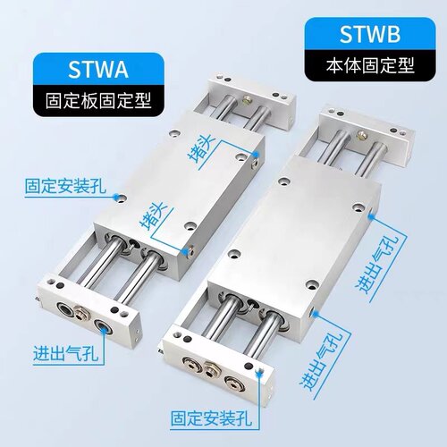 新品STWA双杆双轴滑台气缸STWB10/16/20/25/32-25/50/75/100/150/