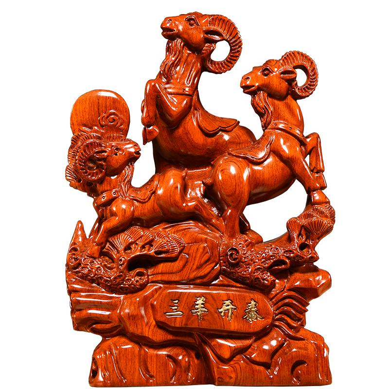 吉祥物实木质补角新古典木雕摆件