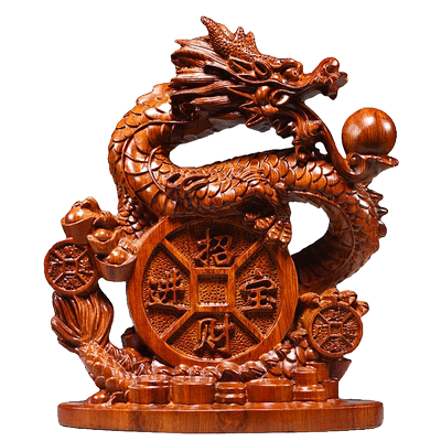 木质木龙缺角补角十二生肖吉祥物