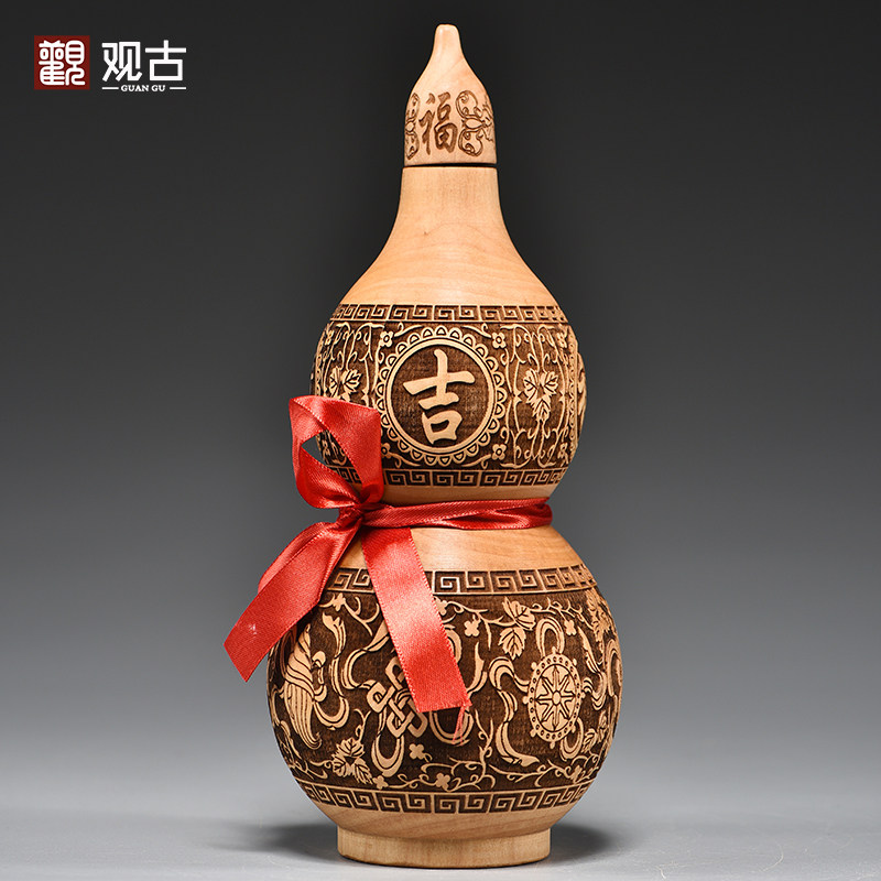 吉祥玄关桃木葫芦祝福摆件