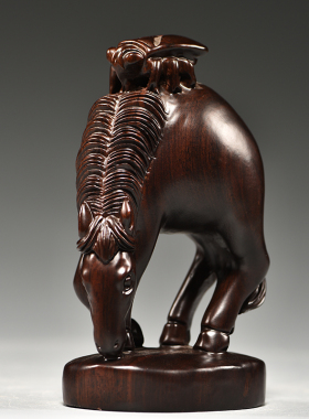 黑檀木雕马上赢摆件家居博古架办公桌面装饰实木质工艺品开业礼品