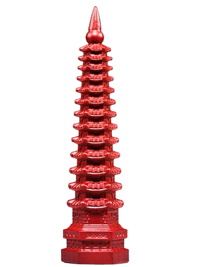 红色木雕十三层文昌塔摆件