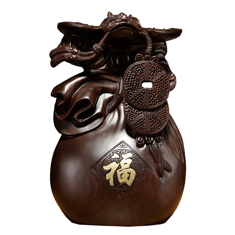 蝙蝠铜钱寓意红木工艺品送福纳福