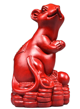 观古红色实木质鼠客厅十二生肖鼠