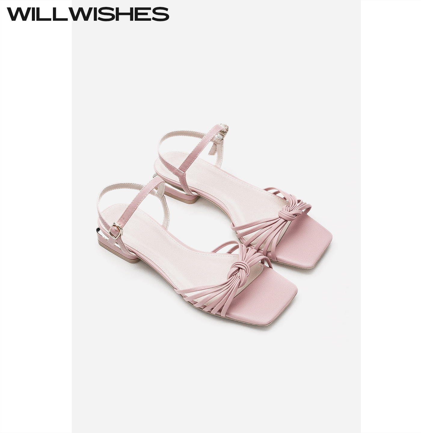 WILLWISHES夏季仙女风低跟凉鞋