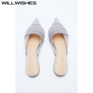 37264 WILLWISHES 网纱包头拖尖头懒人鞋 夏季 王玎原创设计女鞋