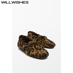浅口单鞋 WILLWISHES 女时尚 欧美豹纹乐福鞋 25Z0934 王玎设计女鞋