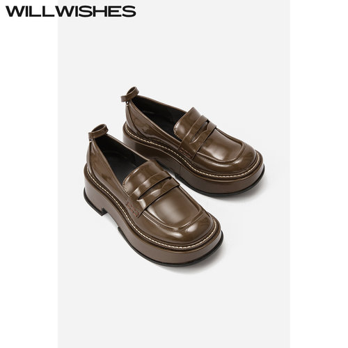 WILLWISHES复古一脚蹬厚底鞋女