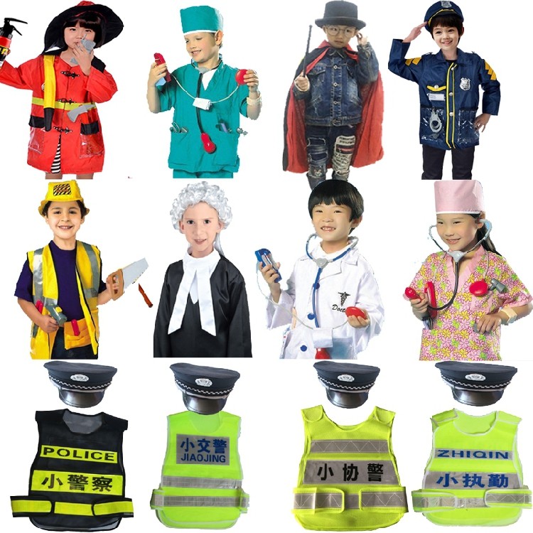 儿童职业服交警反光马甲背心小警儿童演出服