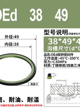 OEd/OER液压轴活塞杆用旋转组合密封圈斯特封/格莱圈2.2/3.2/4.2