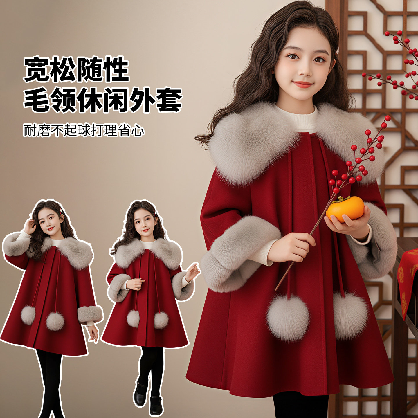 女童毛呢外套2026年新款秋冬装呀时髦中大童韩版毛球呢子大衣外套,童装/婴儿装/亲子装,普通外套,淘宝优惠券,粉丝福利购,淘宝优惠卷