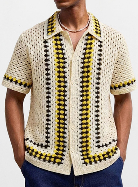 Men's Knitted Cardigan & Hollow-out Polo Shirt 镂空针织开衫