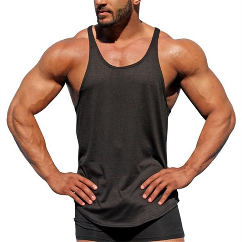 solid color men's sports vest 纯色男士运动健美健身工字背心潮