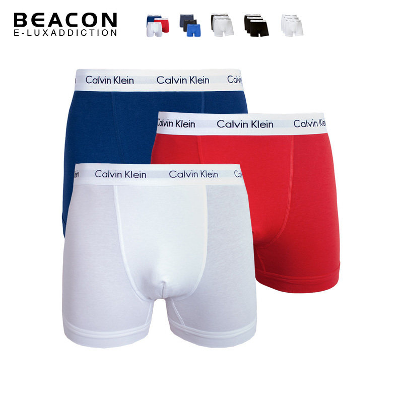 Calvin Klein CK经典舒适透气平角男内裤 3条装