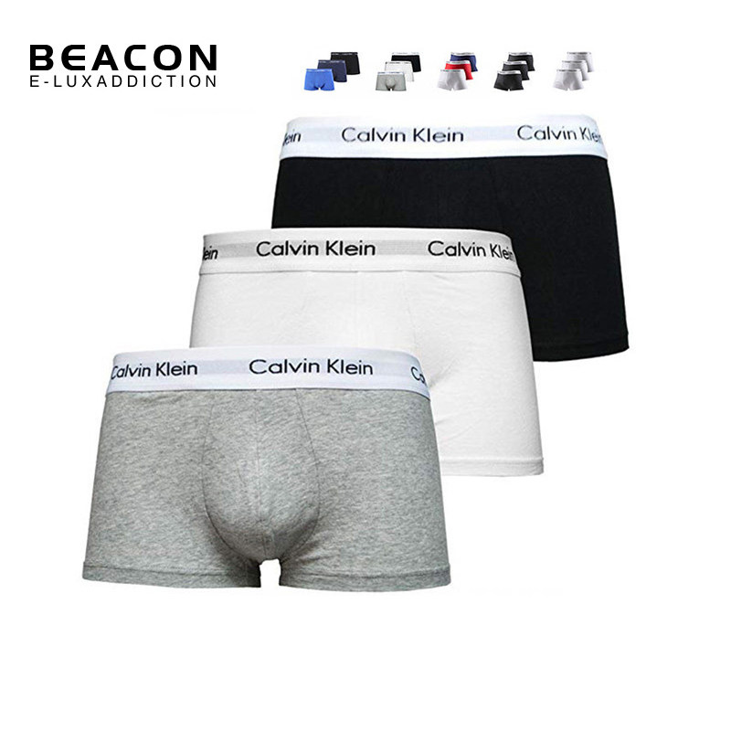 Calvin Klein/卡尔文克雷恩CK男士平角经典内裤 纯棉舒适 3条装