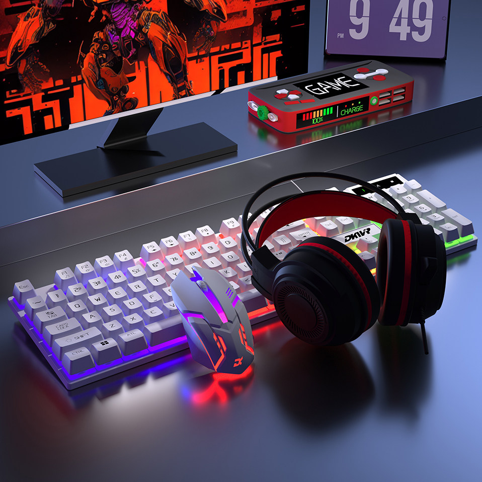 真机械手感GX30键盘电脑办公游戏电竞有线键鼠三件套炫酷通用usb