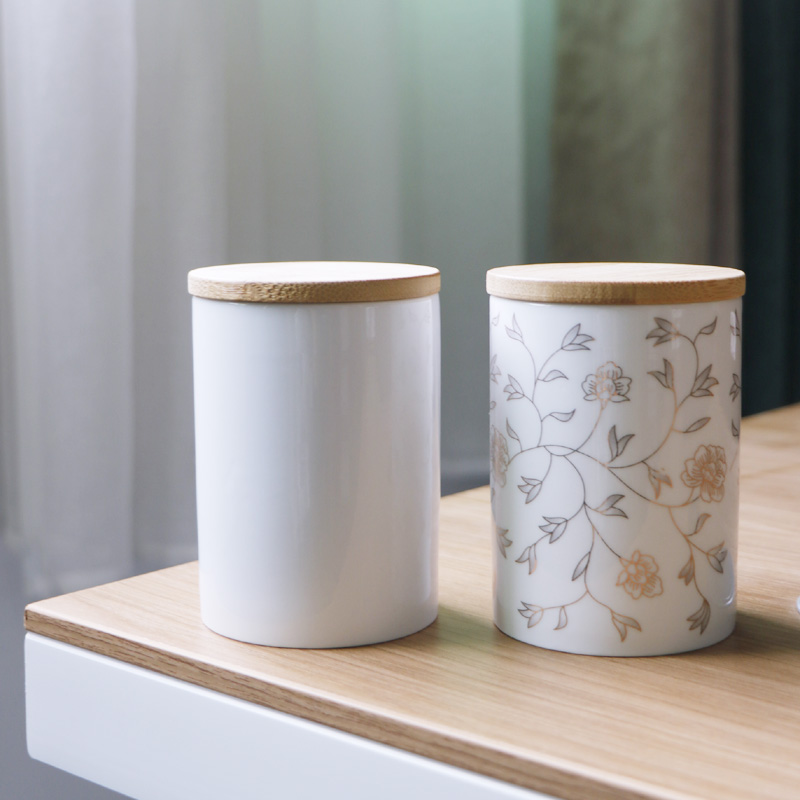 现代简约陶瓷茶叶罐家用便携密封罐存储罐带盖茶杯烟灰缸纯白茶罐