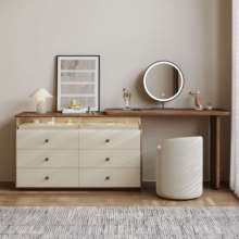 中古实木化妆柜伸缩转角梳妆台斗柜一体法式复古卧室床头床尾收纳