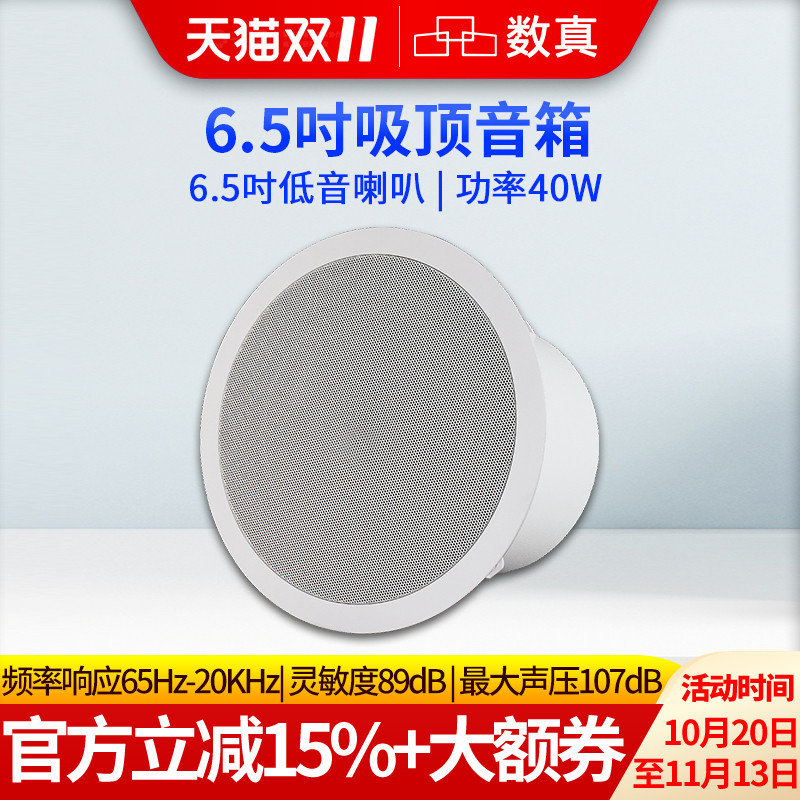 数真6.8吋/8吋吸顶音响会议室公共广播客厅卧室商场消防喇叭天花板扬声器PoE吊顶音箱SZ-C6