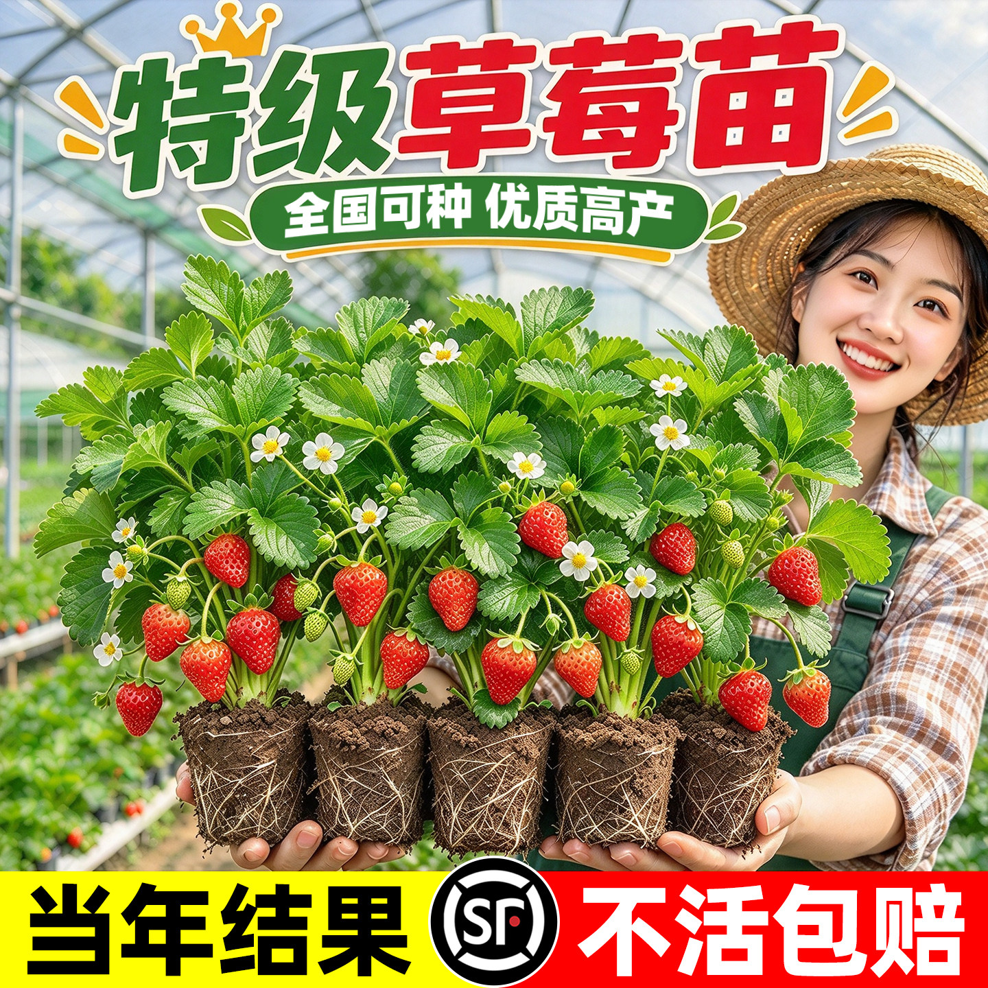 奶油草莓苗特大号可食用优质奶油草莓新秧苗阳台种植四季结果盆栽