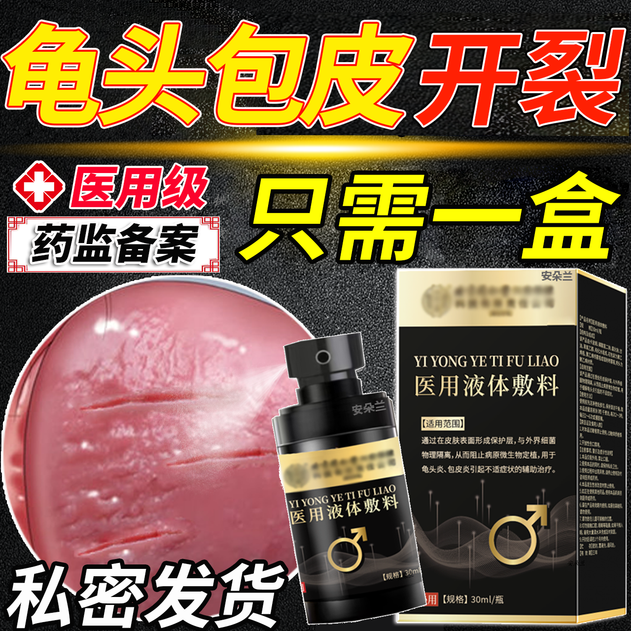【医用级别】龟头包皮炎症开裂
