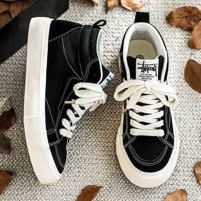 帆布鞋男秋季休闲鞋子男款高帮板鞋2025新款青少年鞋子男百搭潮鞋