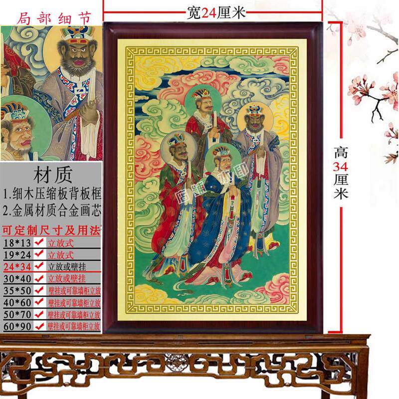 四海龙王摆件画像 28星宿人物画像挂画有框摆件保佑平安