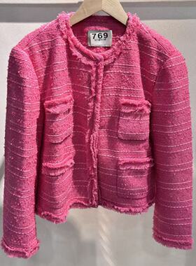 鸢系列秋冬款百搭暗扣小香风外套6630