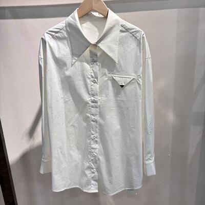 A系列烫珠宽松大件中长款休闲长袖衬衫5200