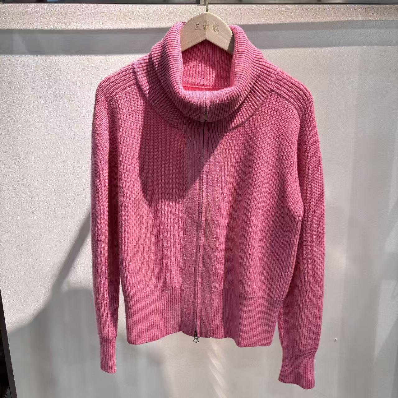 鸢系列秋冬款100%羊毛毛衣拉链开衫外套1569