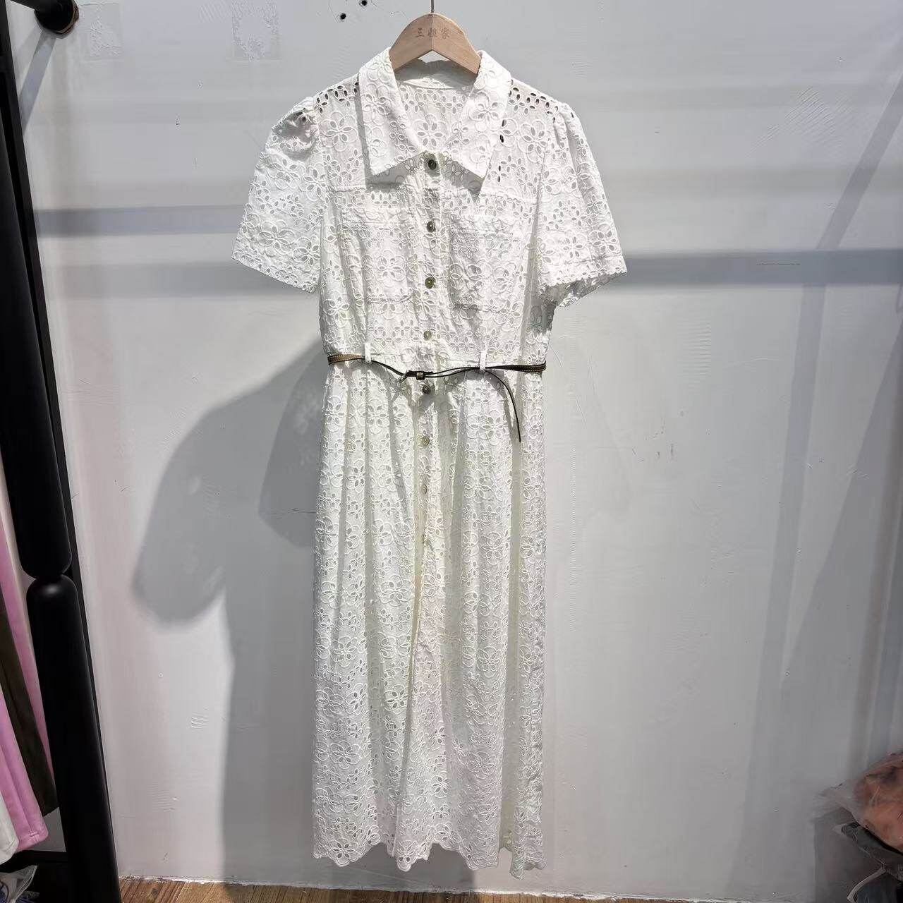 Q系列26夏装短袖蕾丝花朵两件套连衣裙2359