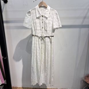 Q系列26夏装短袖蕾丝花朵两件套连衣裙2359
