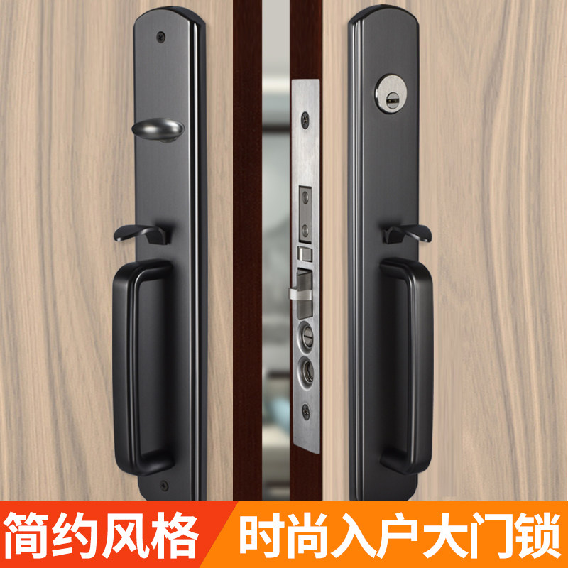 304不锈钢入户门锁别墅户外庭院铁艺自建房美标防盗机械按压门锁