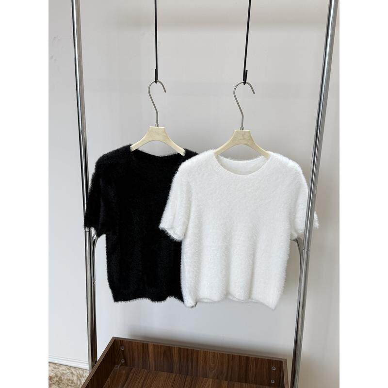 2026夏季新品女装两件套圆领短袖针织衫百搭休闲套装