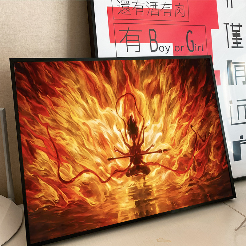 哪咤diy申公豹一人战三龙数字油画2025新款卡通高难度油画大尺寸