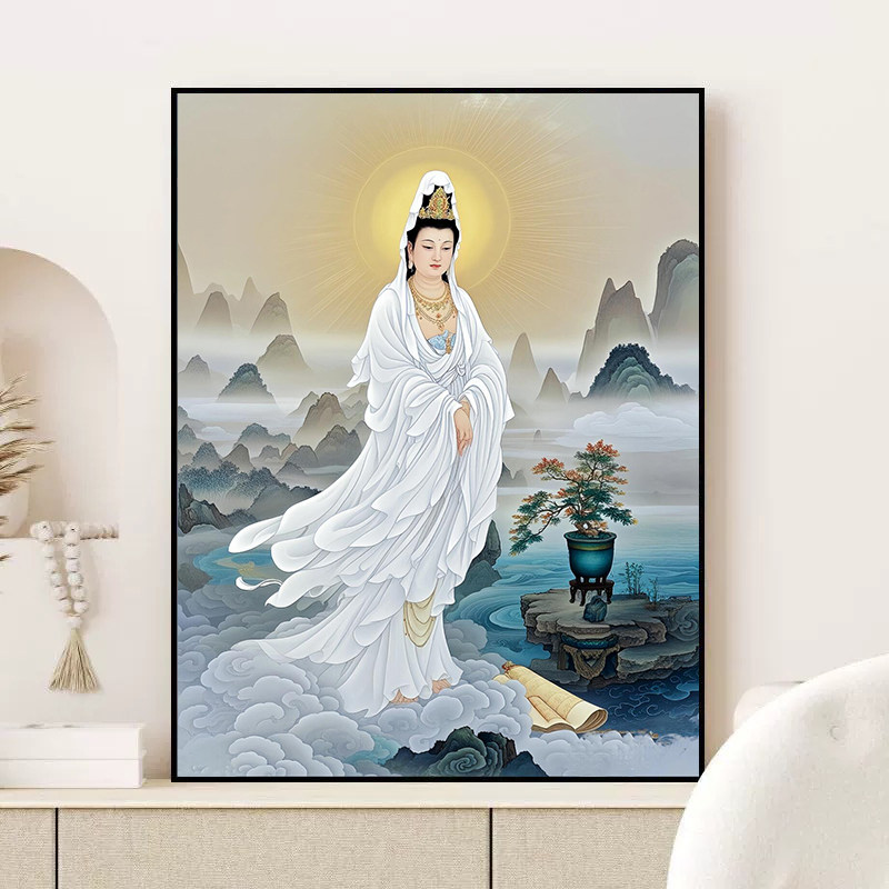 数字油画diy填充观音禅意佛像