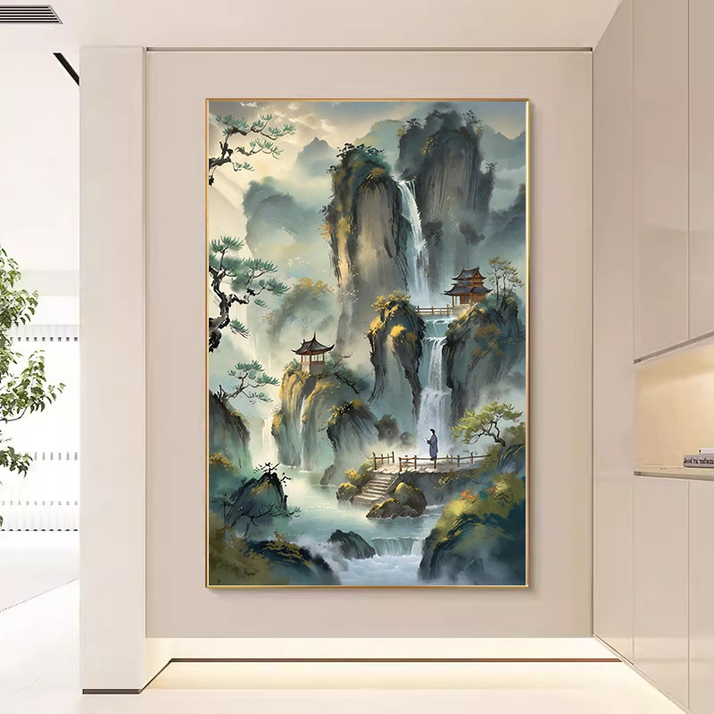 diy数字油画国画山水丙烯油彩画