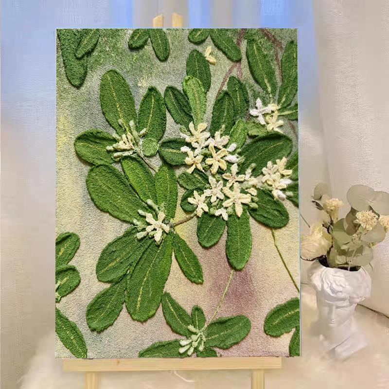 绿意小花石英砂肌理画diy填充植物花卉手工丙烯装饰画2025新款ins图片