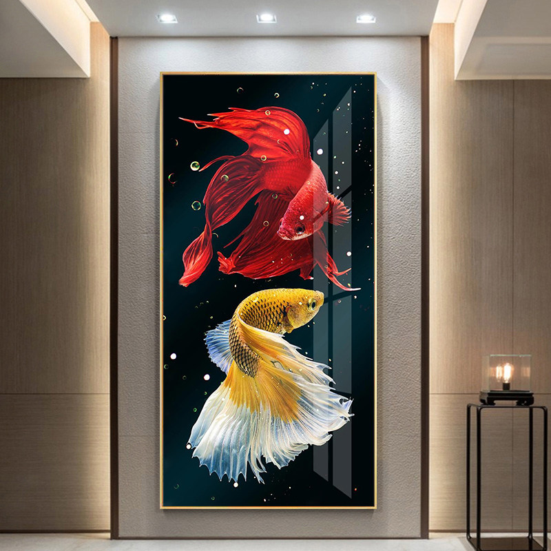 5d钻石画满钻竖版玄关锦鲤小幅简约现代客厅十字绣2025新款钻石绣