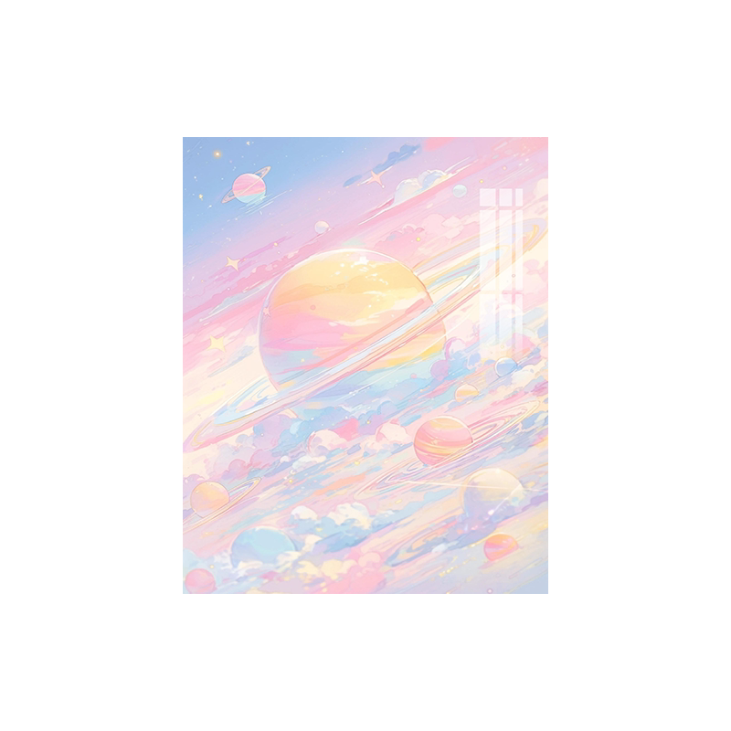 糖果色梦幻星球钻石画满钻带框