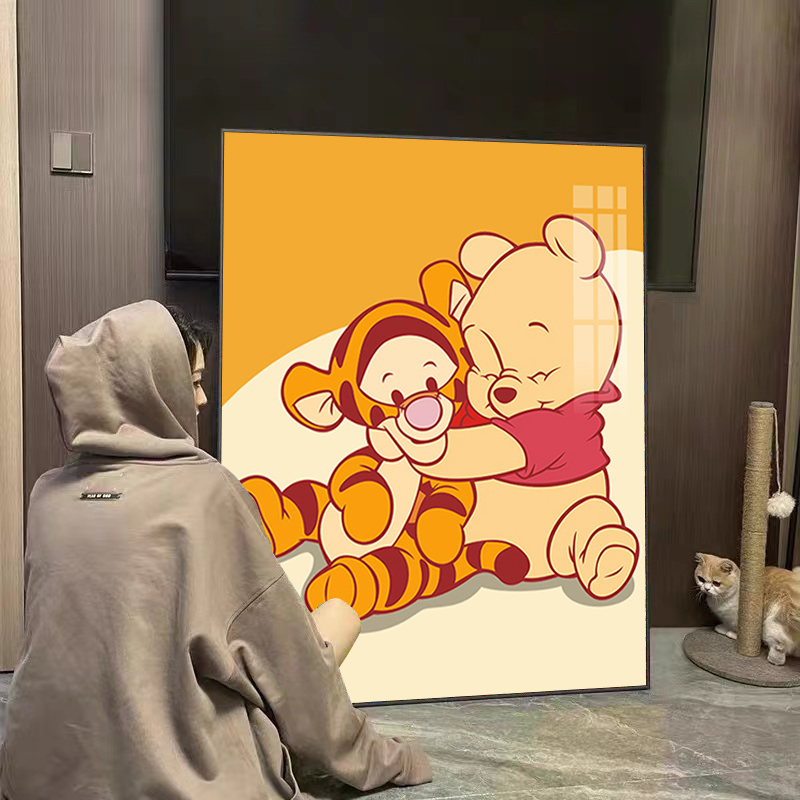 小熊维尼和跳跳虎钻石画满钻带框